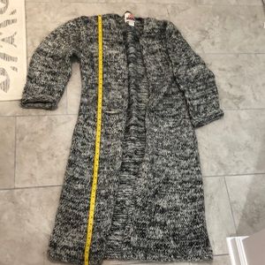 Long gray wool sweater coat